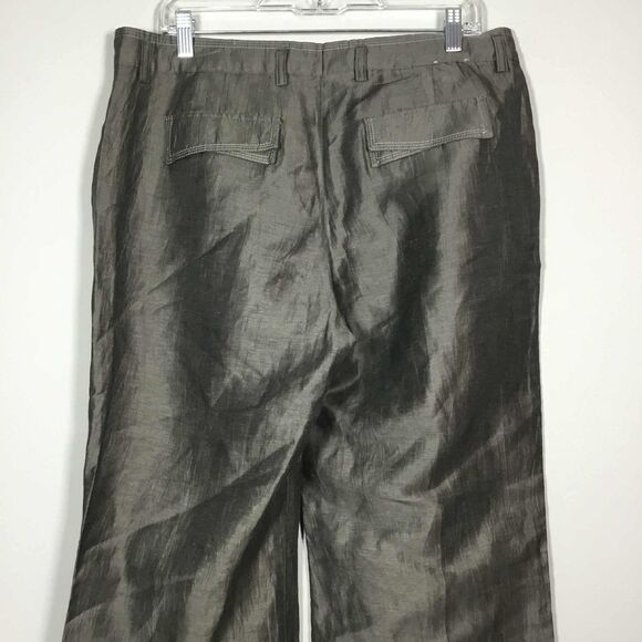 Bianca Taupe Linen Blend Minimalist Wide Leg Slouchy Clean Girl Pants Size 12 - Picture 5 of 7